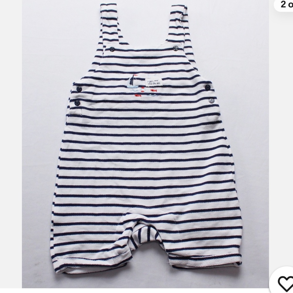 Striped Overalls - Navy and White